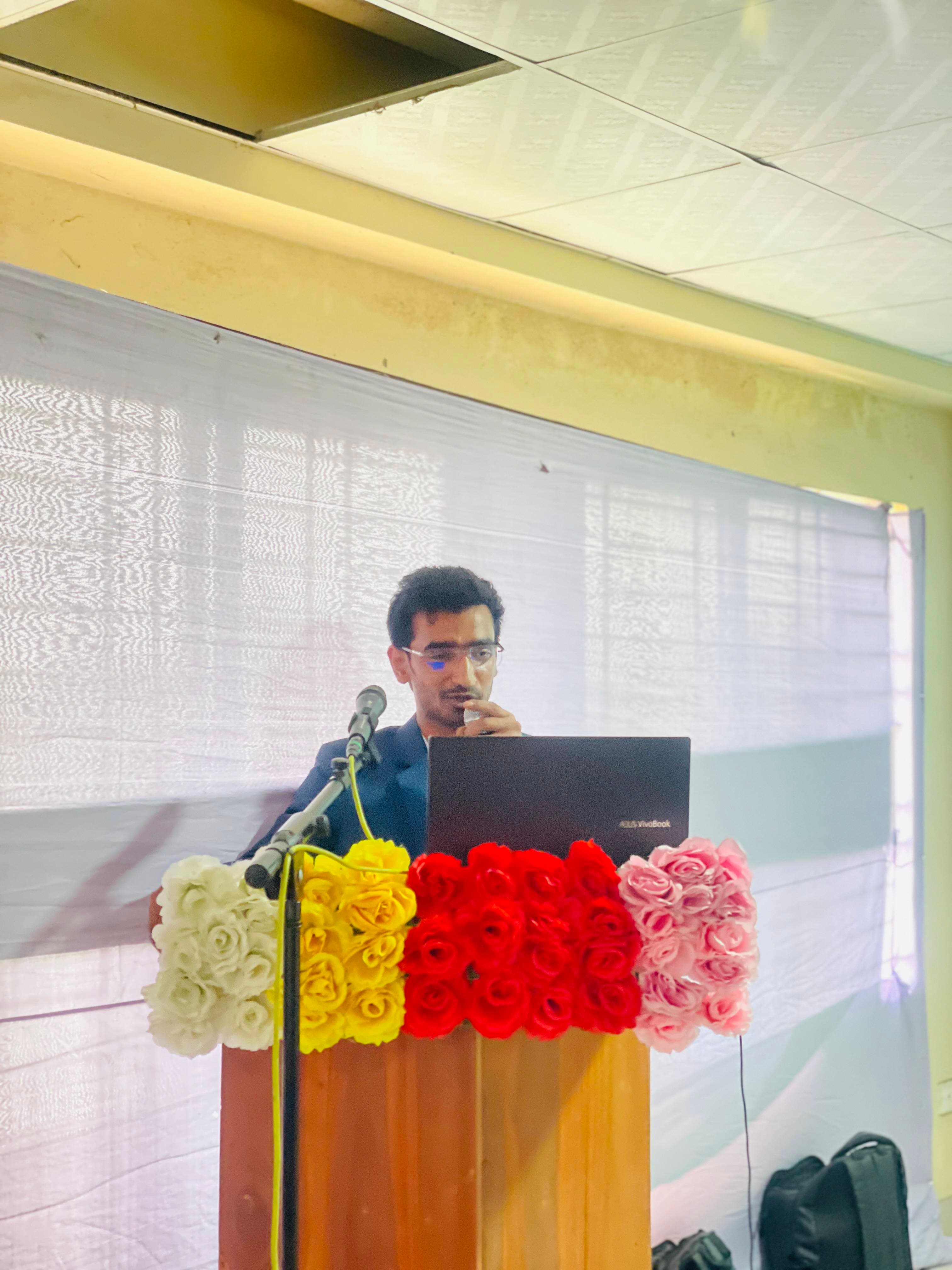 Md. Zakaria Hossain presenting at the Pabna seminar